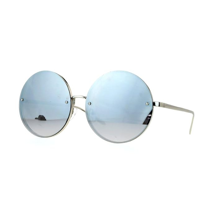 SA106 Mirrored Rimless Oversized Hippie Round Circle Lens Sunglasses | Amazon (US)