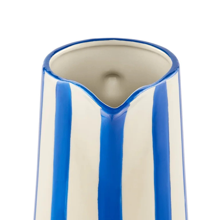 Mainstays by Becky G. & Alejandra 8.5" Blue Stripe Ceramic Pitcher Vase | Walmart (US)