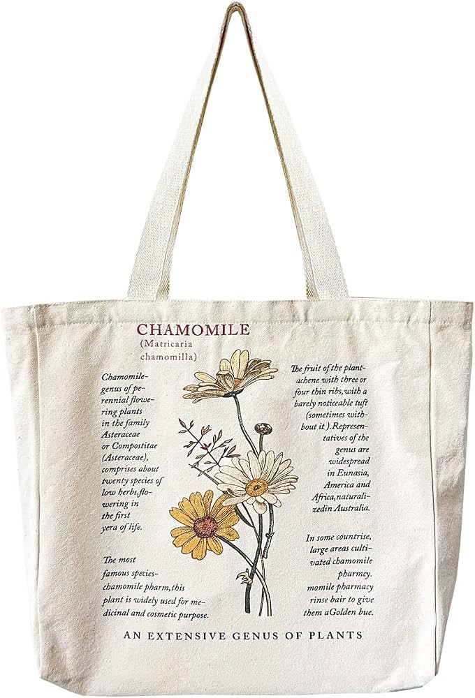Keanoo Aesthetic Canvas Tote Bag for Women, Cute Tote Bags with Zipper Big Canvas Shoulder Bag fo... | Amazon (US)