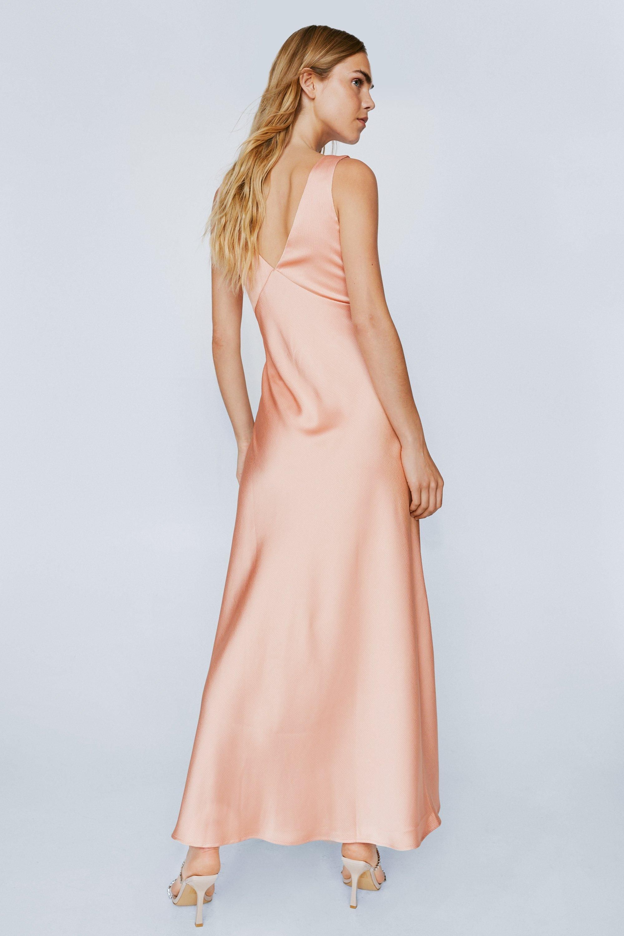 Plunge Neck Crinkle Satin Maxi Dress | NastyGal (UK, IE)