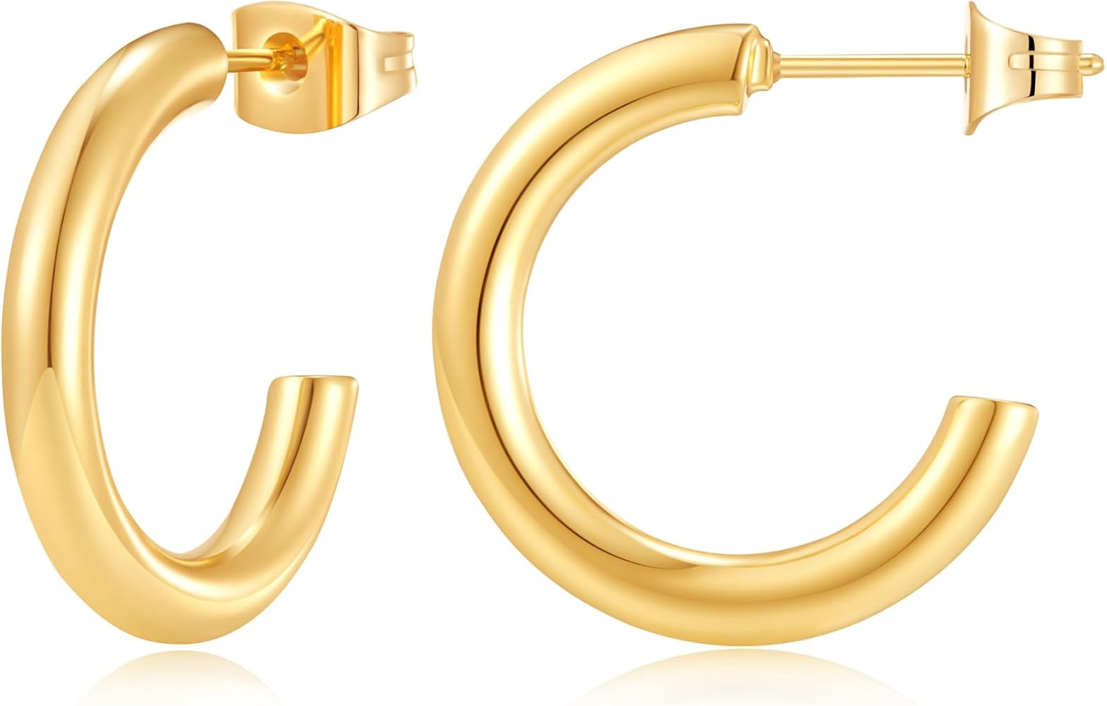 Gold Earrings for Women Girls,14K Gold Plated Chunky Gold Hoop Earrings for Women Trendy Fashion ... | Amazon (US)