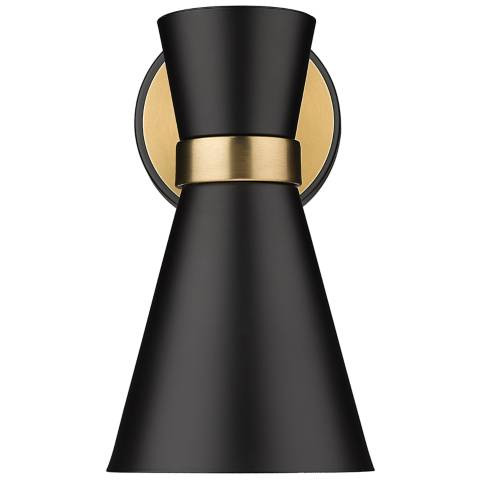 Soriano by Z-Lite Matte Black + Heritage Brass 1 Light Wall Sconce | Lamps Plus