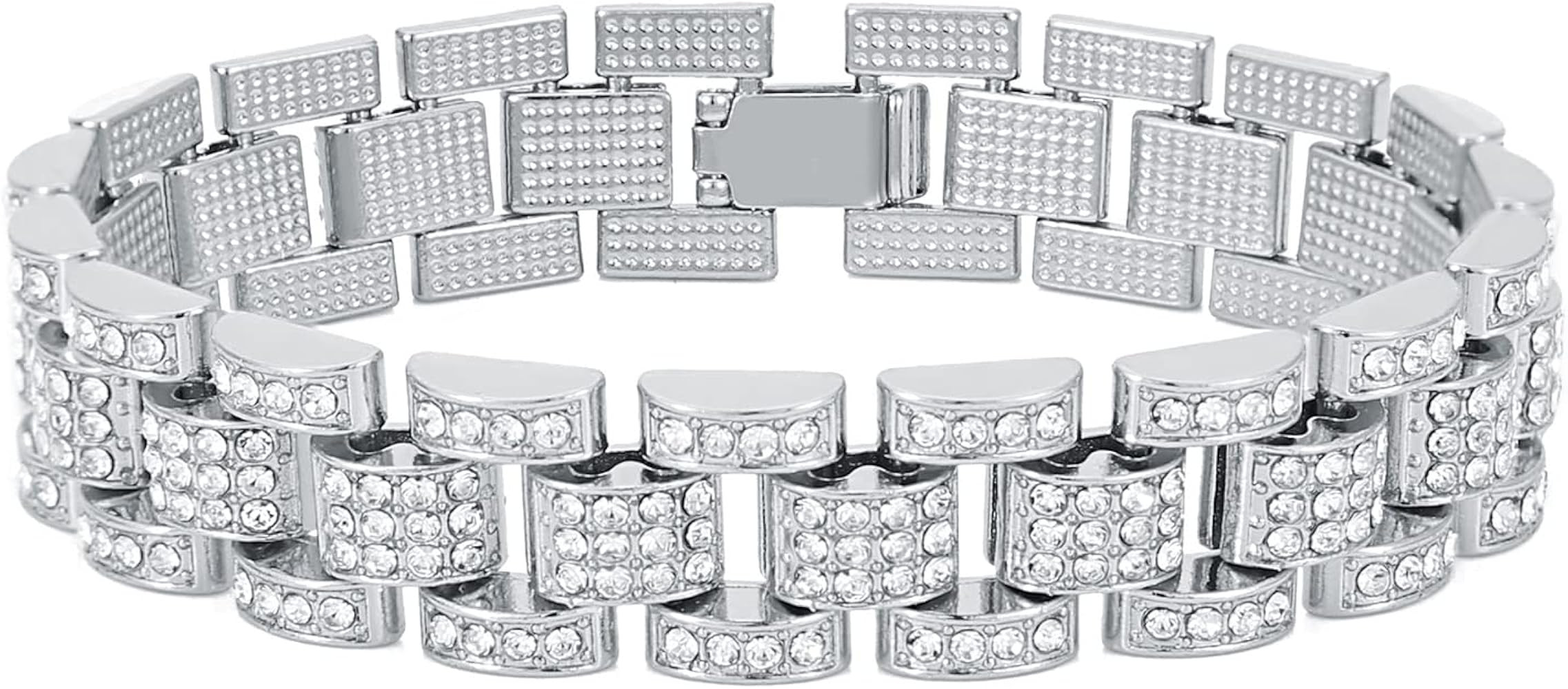 HIPBLING Iced Out Bracelet Cuban Link Watch Bracelets 21mm Diamond Miami Bangle Bracelets Hip Hop... | Amazon (US)