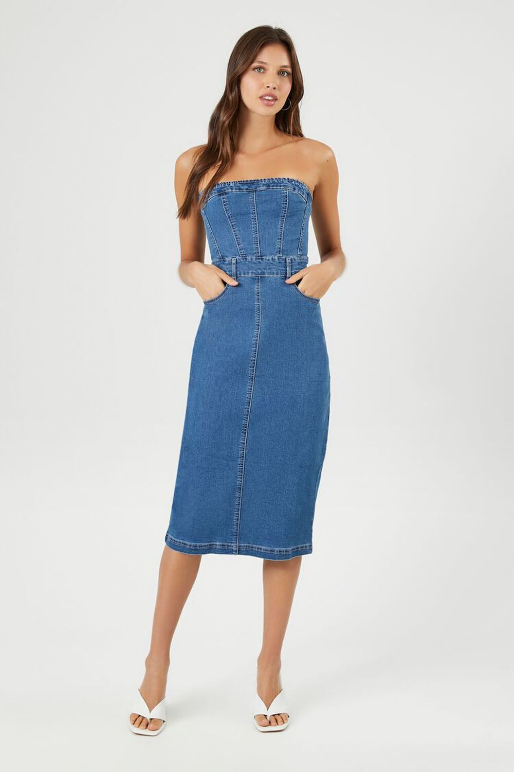 Denim Tube Midi Dress | Forever 21 (US)