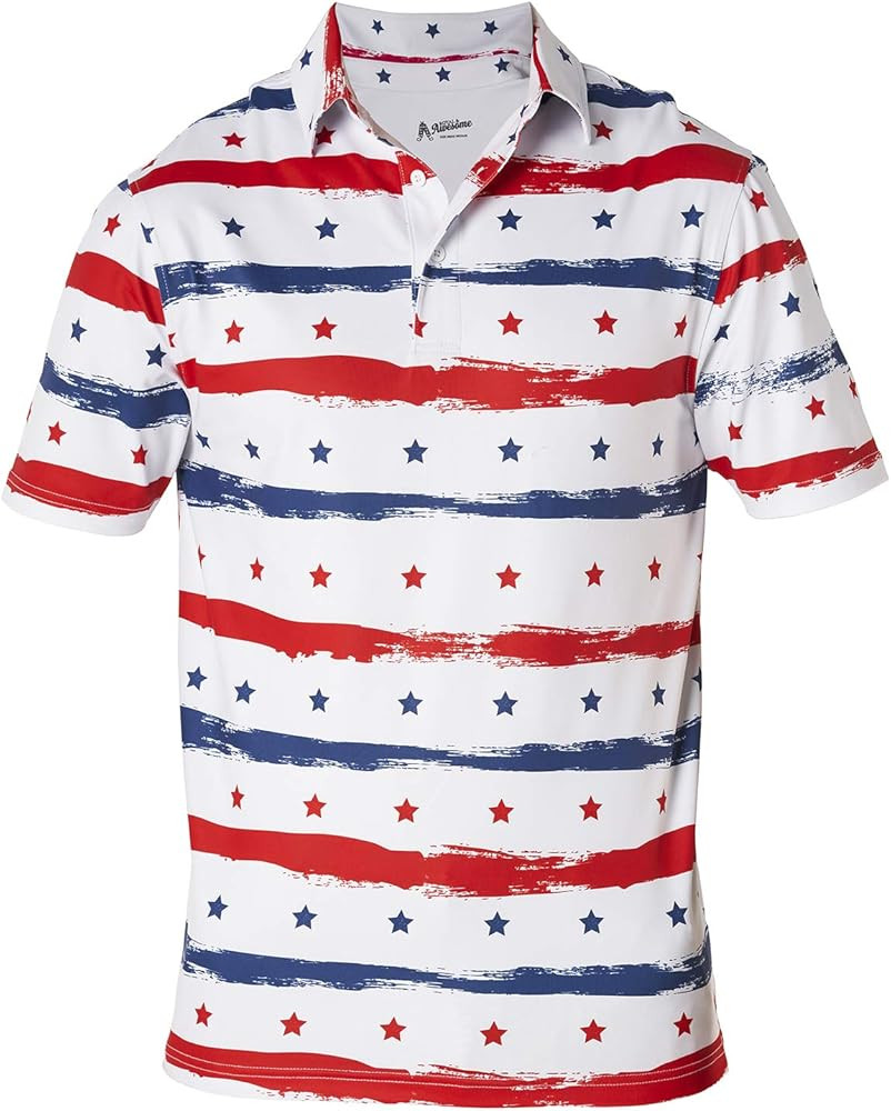 Royal & Awesome American Flag Shirts Men, 4th of July Shirts for Men, Patriotic Golf Shirts for M... | Amazon (US)