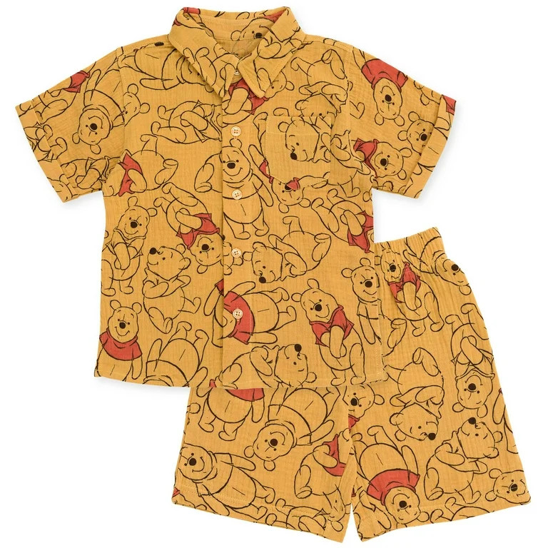 Disney Winnie the Pooh Infant Baby Boys Hawaiian Button Down Shirt and Shorts Orange 12 Months | Walmart (US)