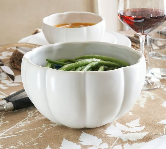 Modern Pumpkin Shaped Stoneware Serving Bowl | Pottery Barn (US)