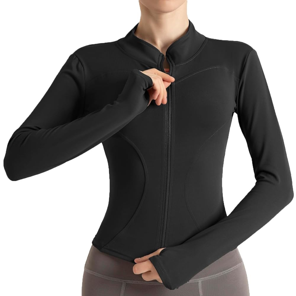 Women's Cropped Lightweight Stretchy Running Track Jackets Full Zip Slim Fit Athletic Tops with T... | Amazon (US)