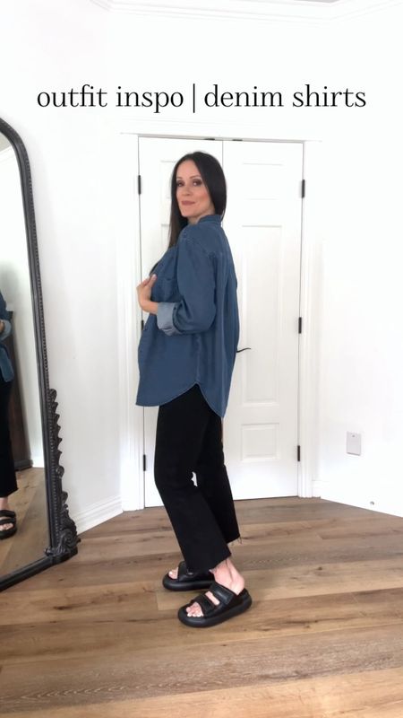 Spring outfit inspo with denim shirts.

Sizing:
Denim shirt-H&M, wearing small
Black Jeans-Gap Factory size up, linked alternative 
Tank-Target, small

Spring outfit | casual outfit | 

#LTKfindsunder50 #LTKover40 #LTKstyletip