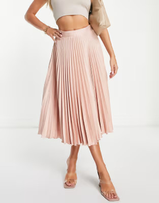 Closet London pleated midi skirt in mocha brown | ASOS (Global)