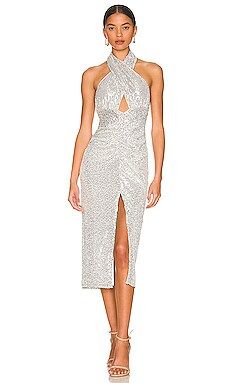 Lovers and Friends Ginger Midi Dress in Silver from Revolve.com | Revolve Clothing (Global)