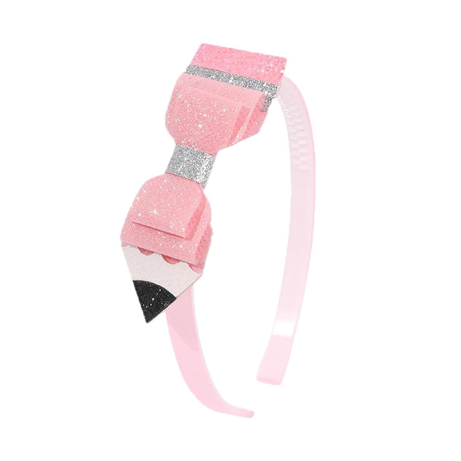 Back to School Headband Pencil Bow Hair Band Sparkly Pink Glitter Headbands Cute Preppy Hair Acce... | Amazon (US)