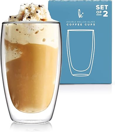 Double Walled Glass Coffee Mugs without Handle, Thermal Coffee Cups, Glass Coffee Cups, Borosilic... | Amazon (US)