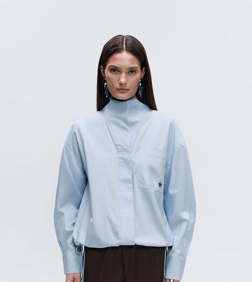 adidas Originals x ASOS oversized funnel neck shirt in blue | ASOS (Global)