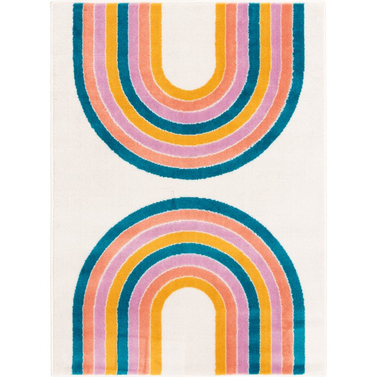 Mainstays 3’ 3" x 5’ 5" Multi Rainbow Dorm Room Accent Rug - Walmart.com | Walmart (US)