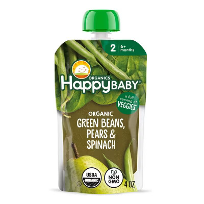 Happy Baby Organics Clearly Crafted Stage 2 Green Beans, Spinach & Pears - 4oz | Target