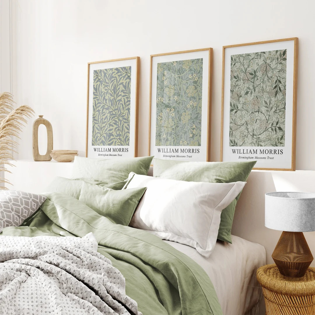 William Morris 3 Piece Art Set, Large Exhibition Set, Gallery Wall Art Home Decor, Green Vintage ... | Etsy (US)