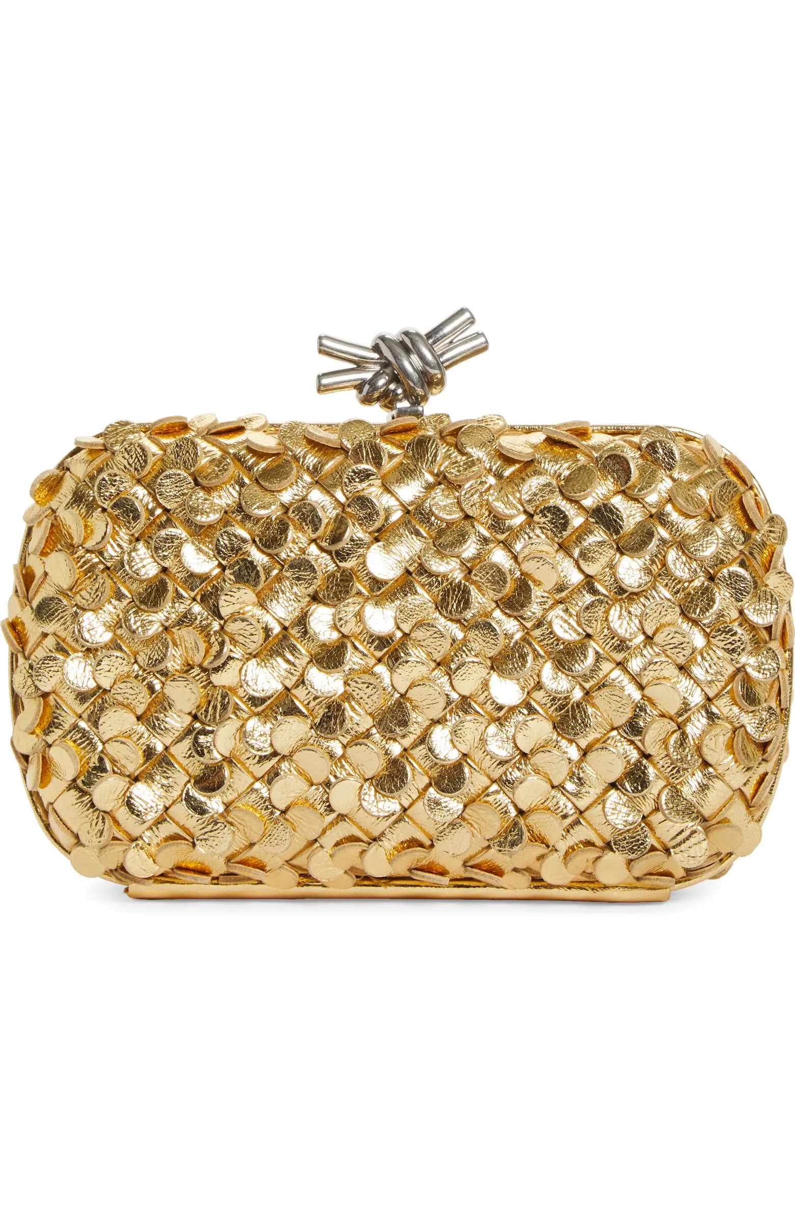 Intrecciato Paillette Metallic Leather Clutch | Nordstrom