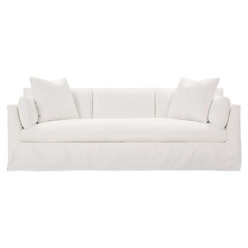 Brooke Modern Classic White Performance Cushion Back Slipcovered Sofa - 99"W | Kathy Kuo Home