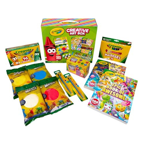 Crayola Art Set for Kids (125pcs), Art Supplies Kit with Giant Coloring Books, Washable Paints, Markers & Storage Box, Holiday & Christmas Gift for Kids, Ages 5+ [Amazon Exclusive] | Amazon (US)