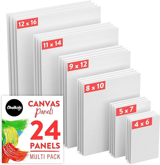 Chalkola Paint Canvases for Painting Multipack - 24 Pack Blank Canvas Panels - 4x6, 5x7, 8x10, 9x... | Amazon (US)