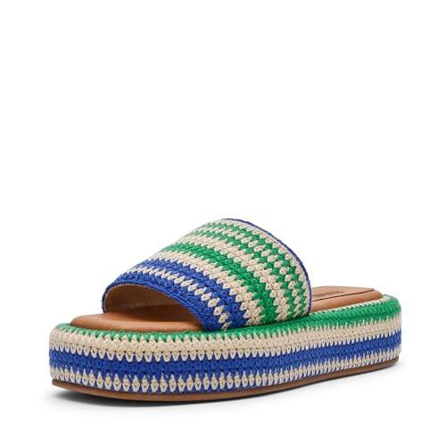 Steve Madden Women's Beachy Wedge Sandal, Green Multi Woven, 8.5 | Amazon (US)