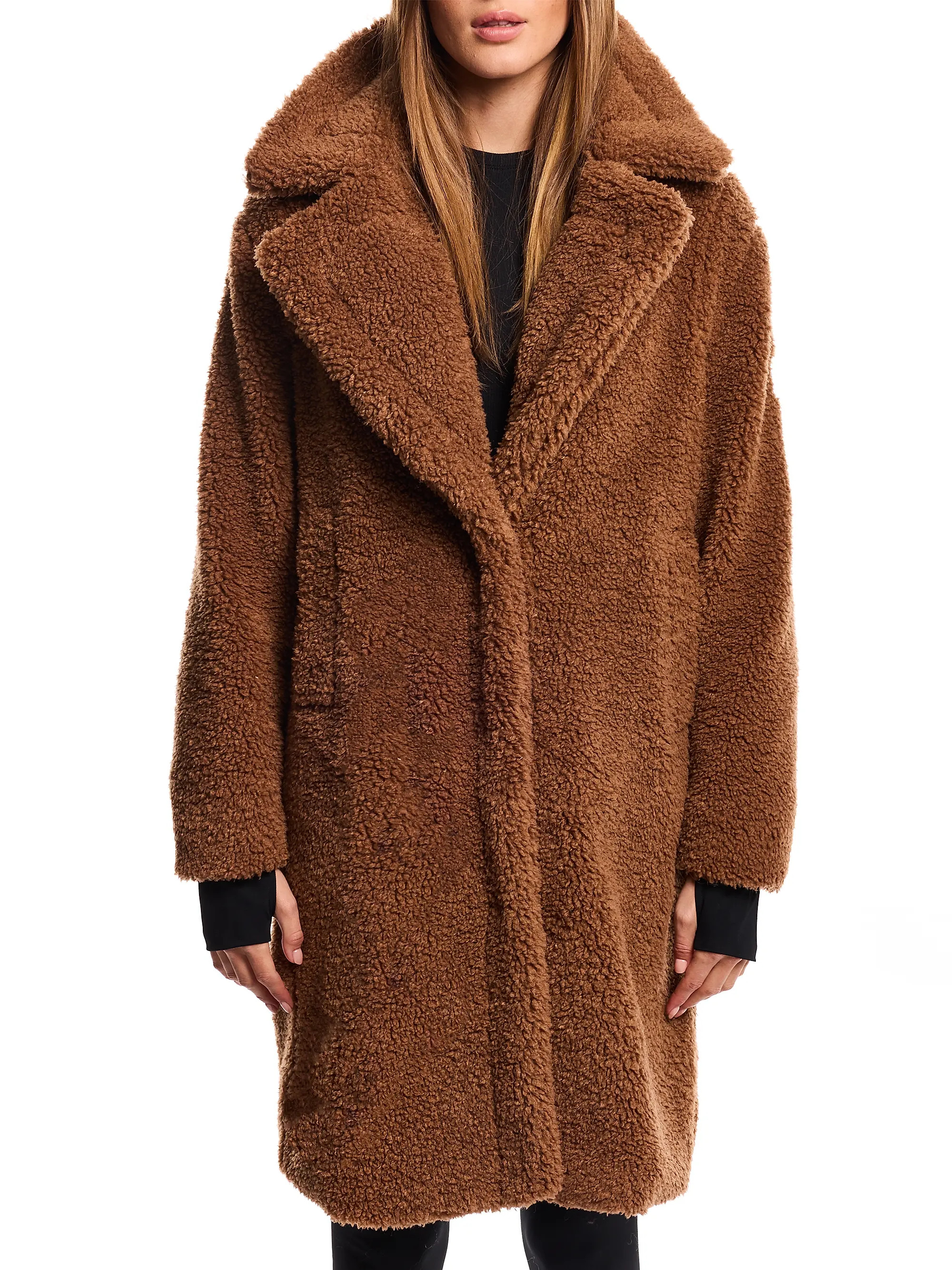 SAM. Sherpa Leather-Trimmed Coat | Saks Fifth Avenue | Saks Fifth Avenue