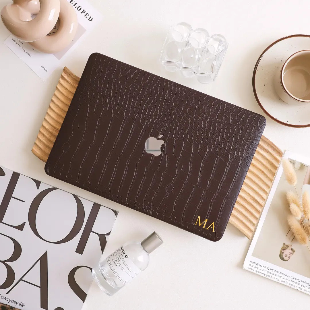 Dark Brown Crocodile Print Leather Hard Case for MacBook 2022 Air A2681 MacBook Pro A2338 13 14 1... | Etsy (US)