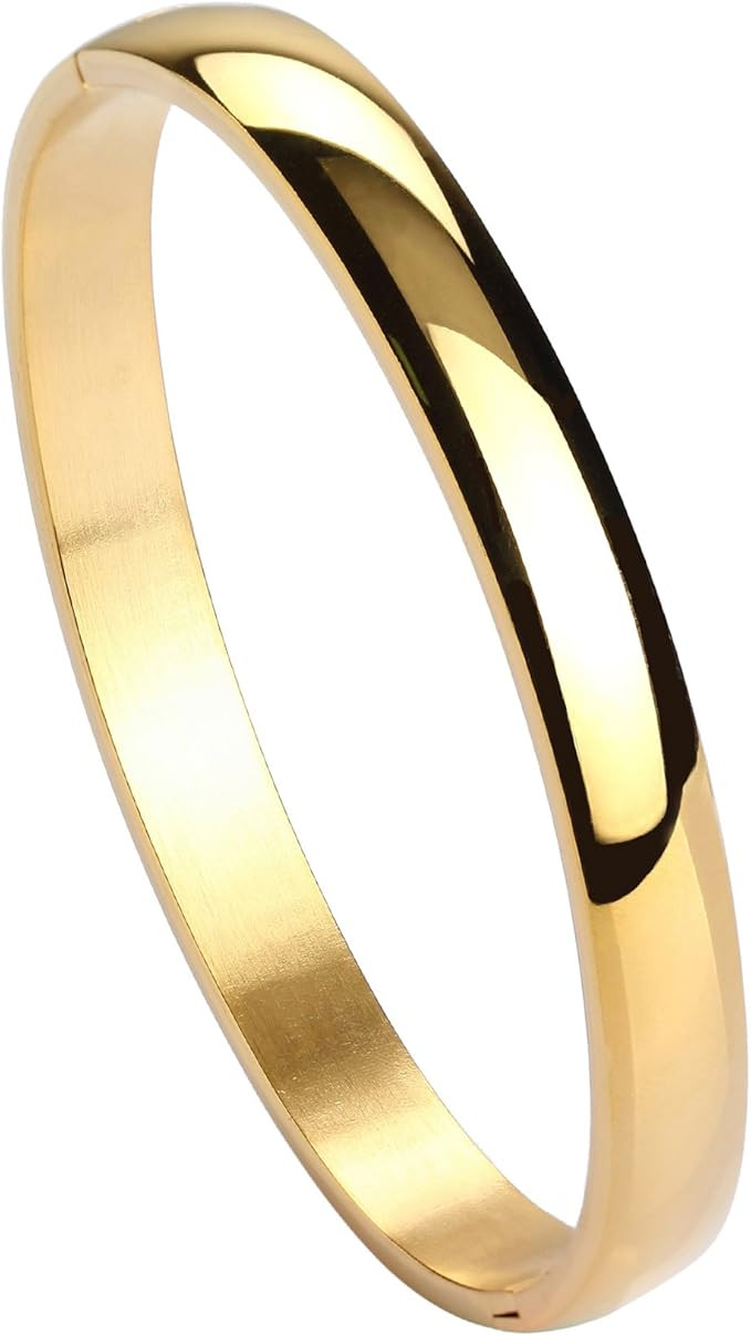 MILAKOO Stainless Steel Womens Bracelet Bangle Wedding Gifts Boho Minimalist Style Oval Bangle Cu... | Amazon (UK)