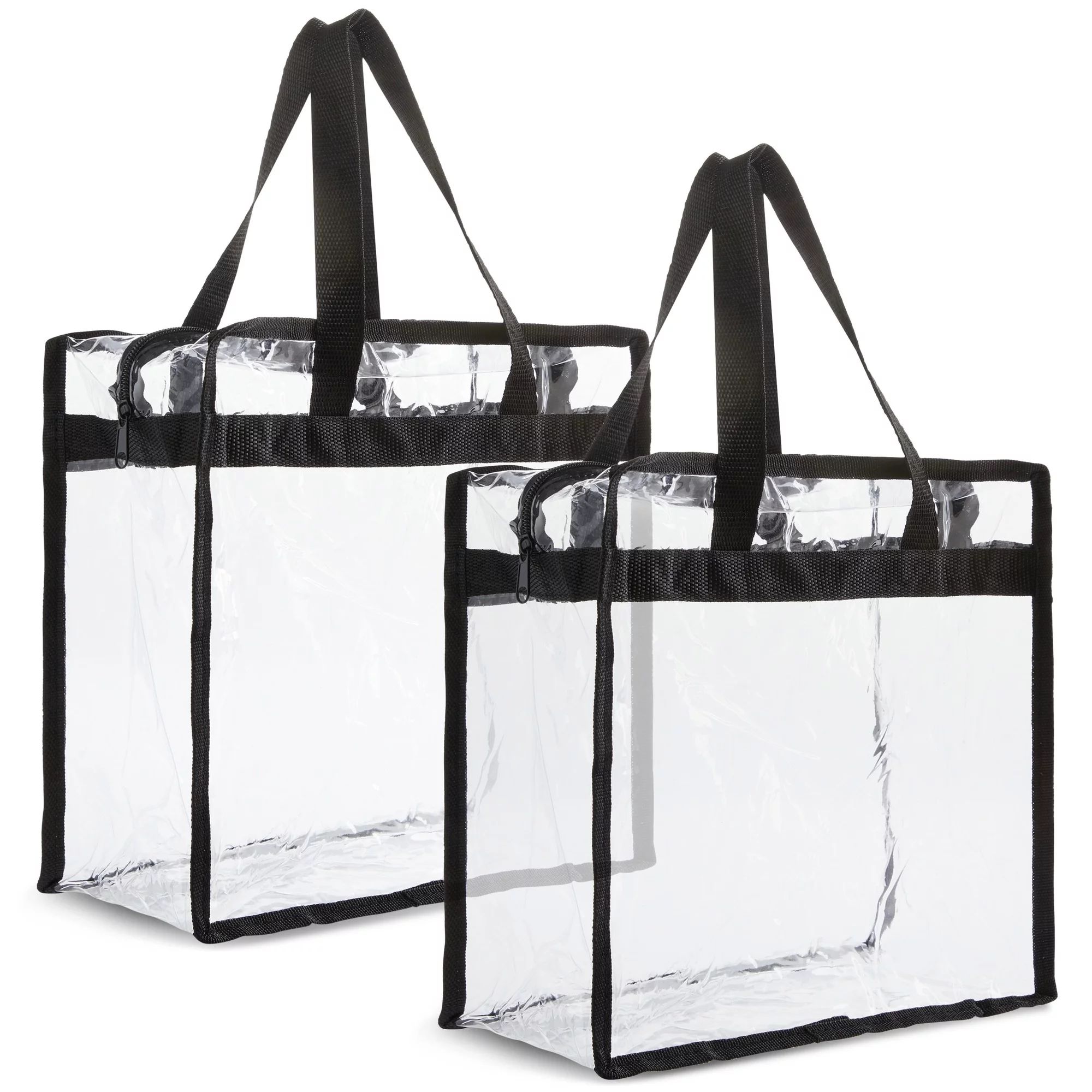 2 Pack Clear Stadium Approved Tote Bags, 12x6x12 Large Transparent Totes with Zippers, Handles fo... | Walmart (US)