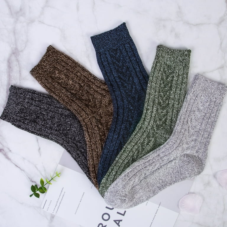 Loritta 5 Pairs Warm Wool Socks for Women, Thick Knit Thermal Crew Winter Warm Socks | Walmart (US)