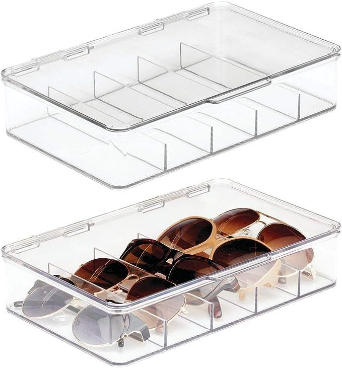 mDesign Plastic Rectangular Stackable Eye Glass Storage Organizer Holder Box for Sunglasses, Read... | Amazon (US)