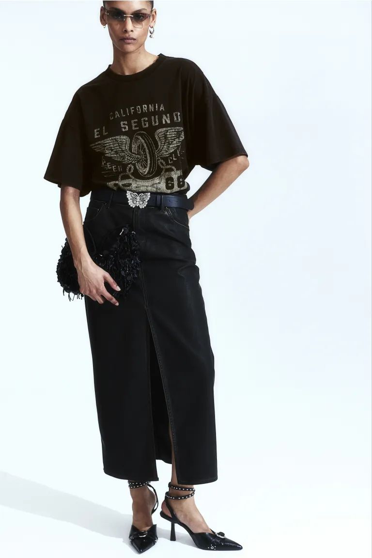 Oversized printed T-shirt - Black/The Stooges - Ladies | H&M GB | H&M (UK, MY, IN, SG, PH, TW, HK)