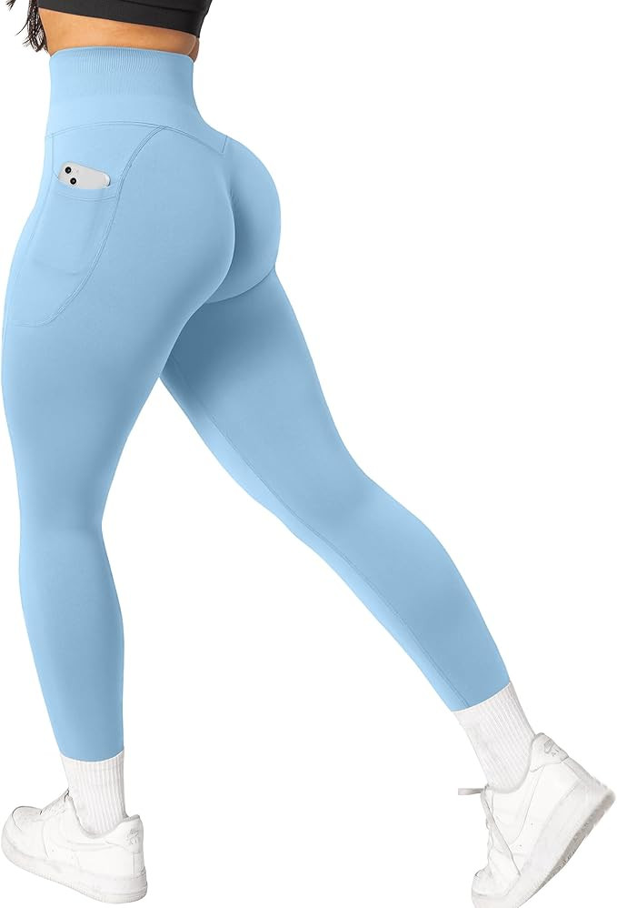 OMKAGI Women Scrunch Butt Lifting Leggings with Pockets Compression High Waisted Gym Workout Legg... | Amazon (US)