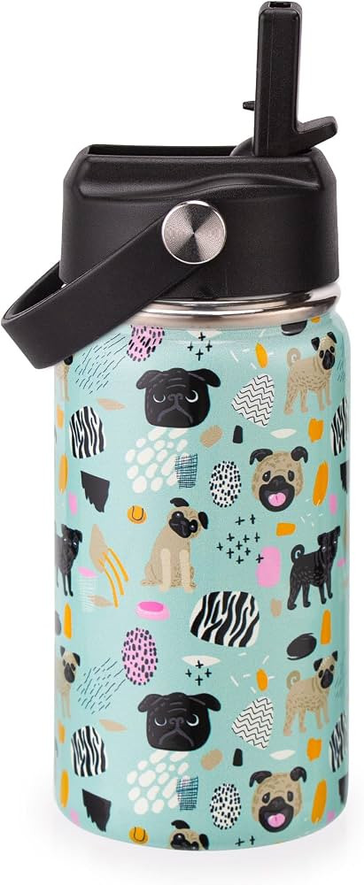 12oz Kids Insulated Water Bottle with Flip Straw & Big Handle, Cute Dog, Double Wall 18/8 Stainle... | Amazon (US)