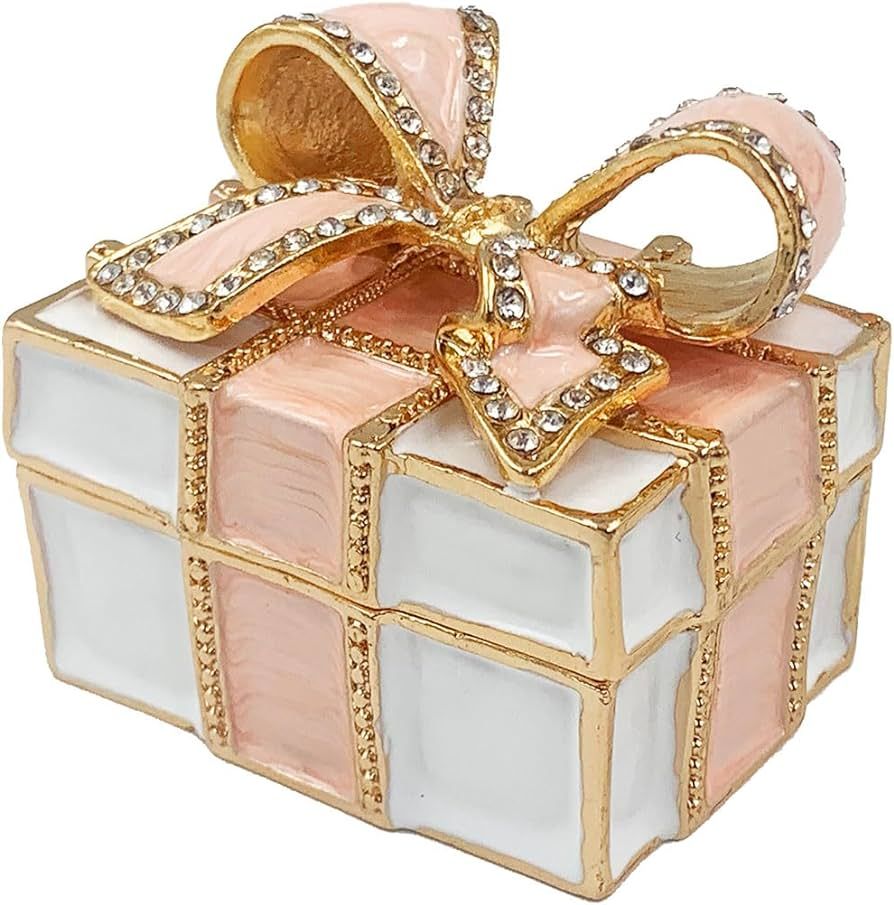 Mini Enamel Rhinestones Bow-knot Jewelry Box, Bow-knot Hinged Small Trinket Box,Bow Bling Gift Bo... | Amazon (US)