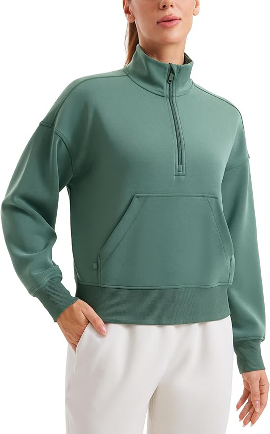 CRZ YOGA SoftAura Half Zip Sweatshirt for Women - Pullover Workout Casual Funnel Neck Sweat Shirt... | Amazon (US)