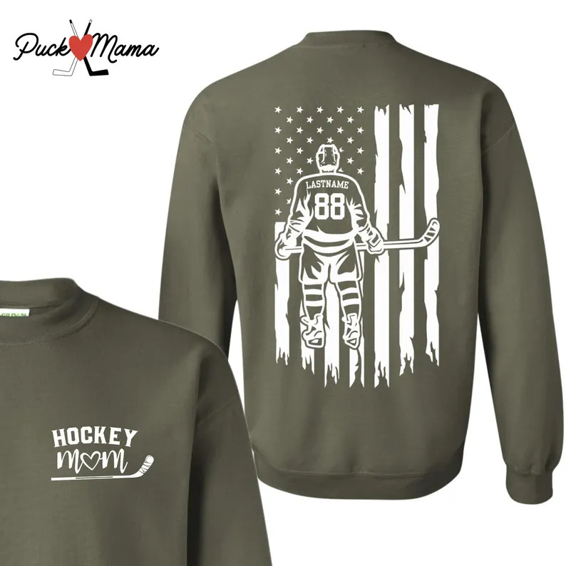 Hockey Mom American Flag Personalized Adult Hockey Unisex Gildan Crew Sweatshirt - Etsy | Etsy (US)