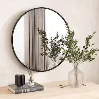 XRAMFY 36 in. W x 36 in. H Round Aluminum Alloy Framed Black Wall Mirror RM36-BLACK - The Home De... | The Home Depot