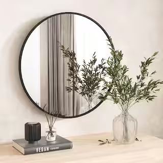 36 in. W x 36 in. H Round Aluminum Alloy Framed Black Wall Mirror | The Home Depot