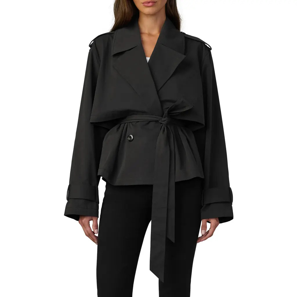 Joe's The Liz Cropped Trench Coat in Black at Nordstrom, Size Large | Nordstrom
