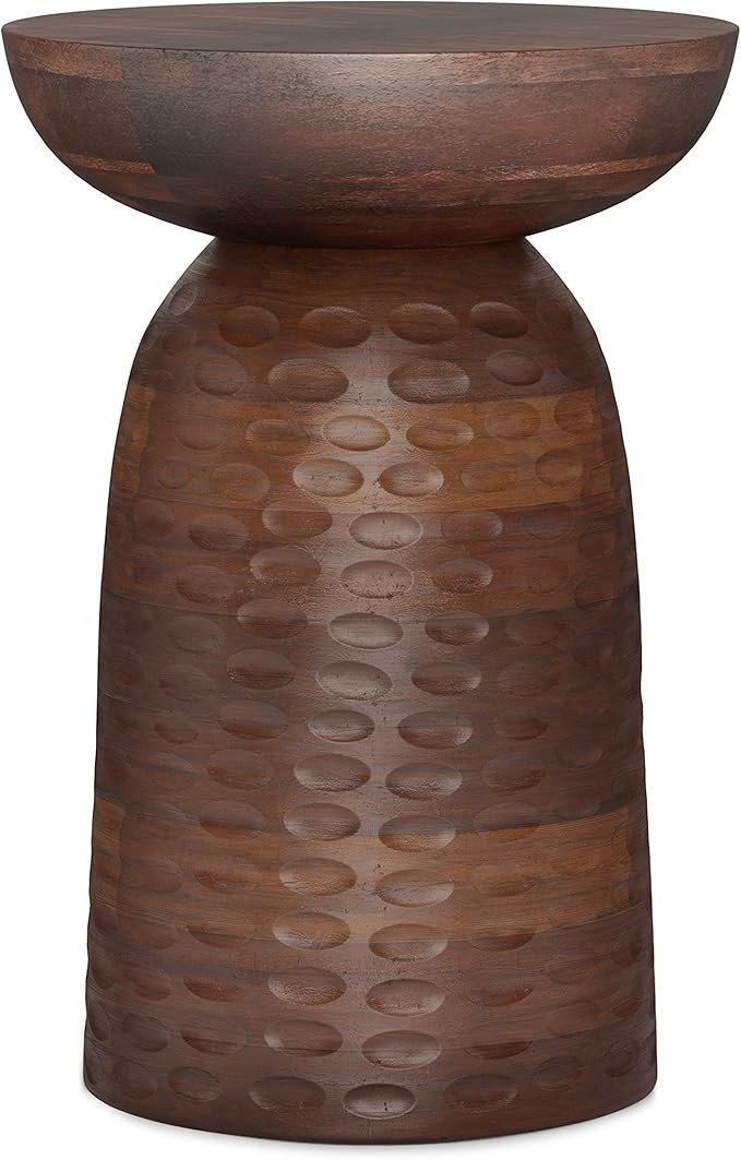 SIMPLIHOME Boyd SOLID MANGO WOOD 13 inch Wide Round Contemporary Wooden Accent Table in Warm Dark... | Amazon (US)