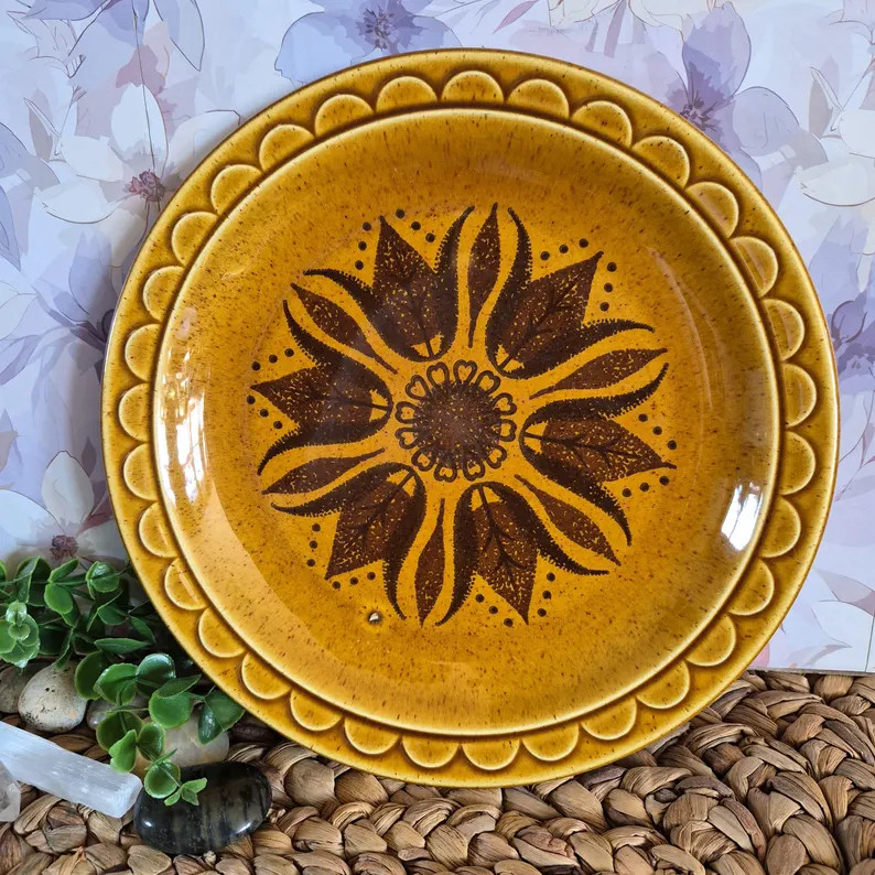 Vintage 1970s Homer Laughlin "Golden Harvest" 10" Plate Retro Boho Kitchen Replacement Dish | Etsy (Global)