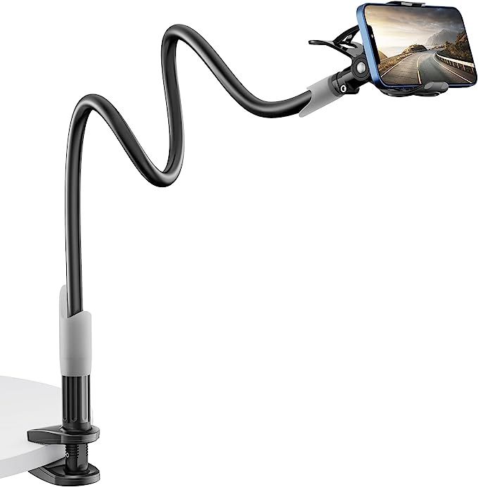 Gooseneck Bed Phone Holder, SAIJI Flexible Long Arm Phone Mount for Desk, Clip Bracket Clamp Stan... | Amazon (US)