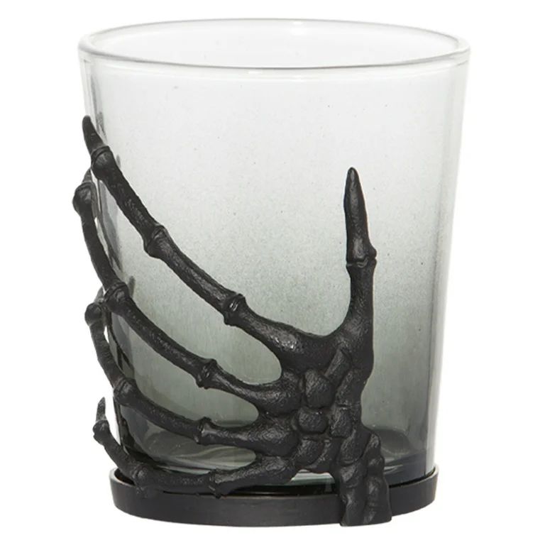 Way to Celebrate Skeleton Shot Glass, 3 fl oz. Smoked Ombre Glass Black Hand - Walmart.com | Walmart (US)