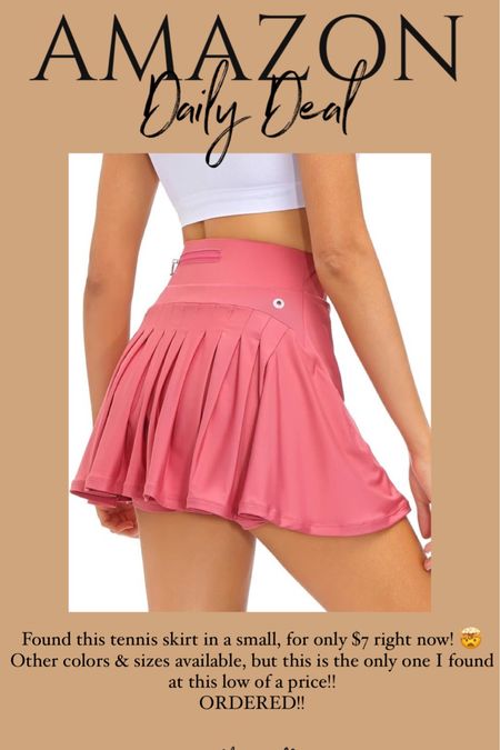 Tennis skirt in size small, only $7 right now!!! 🤯 amazon fashion, athleisure style, Amazon daily deal 

#LTKfindsunder50 #LTKfitness #LTKsalealert