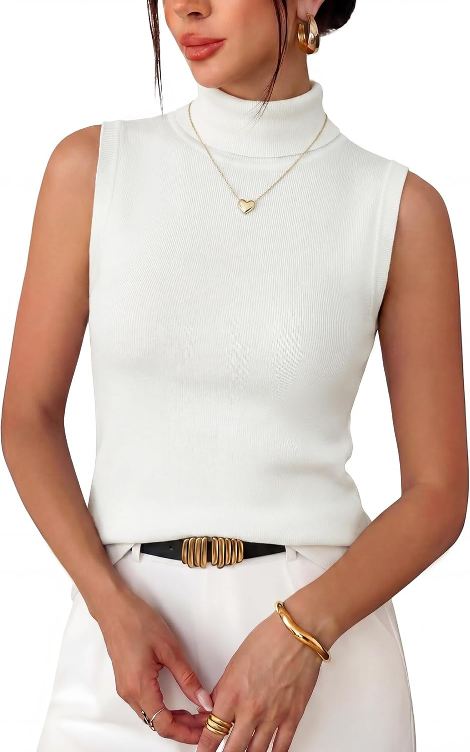 Arach&Cloz Women's Wool Blend Slim Fit Turtleneck Fall Casual Tank Tops | Amazon (US)