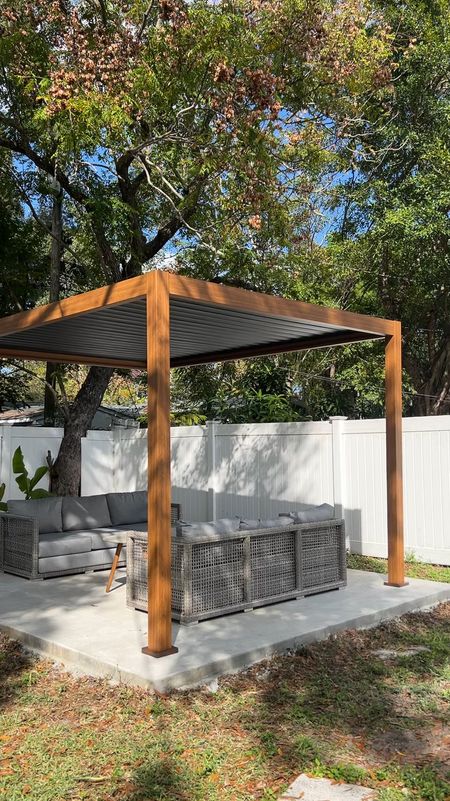Still completely in love with my pergola 🥰 

Outdoor furniture, patio furniture, organic modern 

#LTKStyleTip #LTKHome #LTKVideo