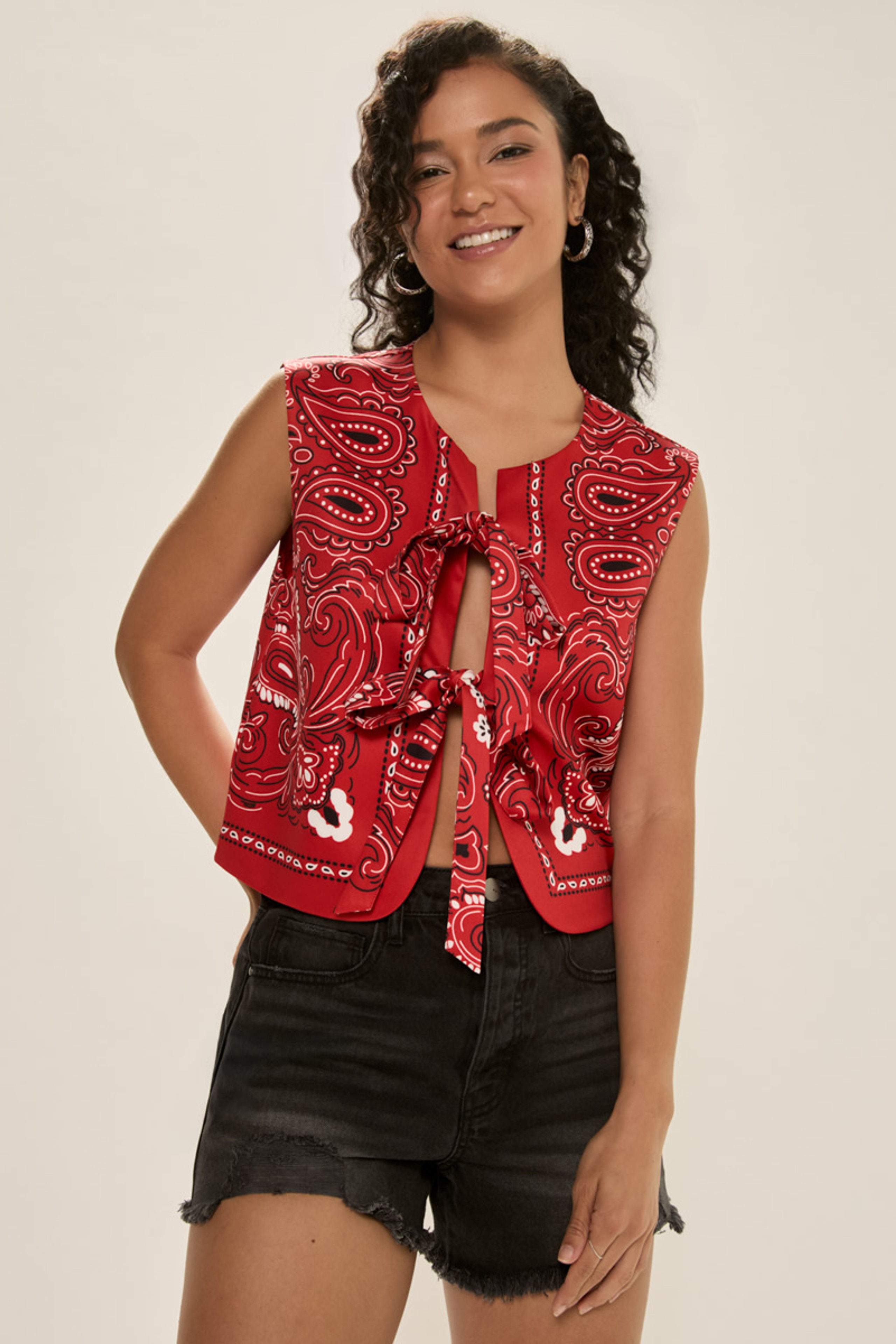 Marissa Bandana Print Vest | Francesca's