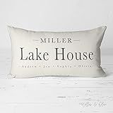 Personalized Lake House Lumbar Throw Pillow with Last Names, First Names or Established Year, 20x14  | Amazon (US)